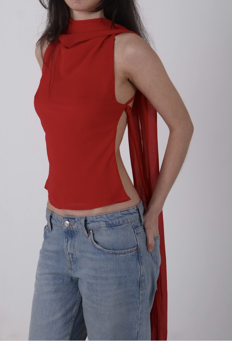 Scarf Top Red